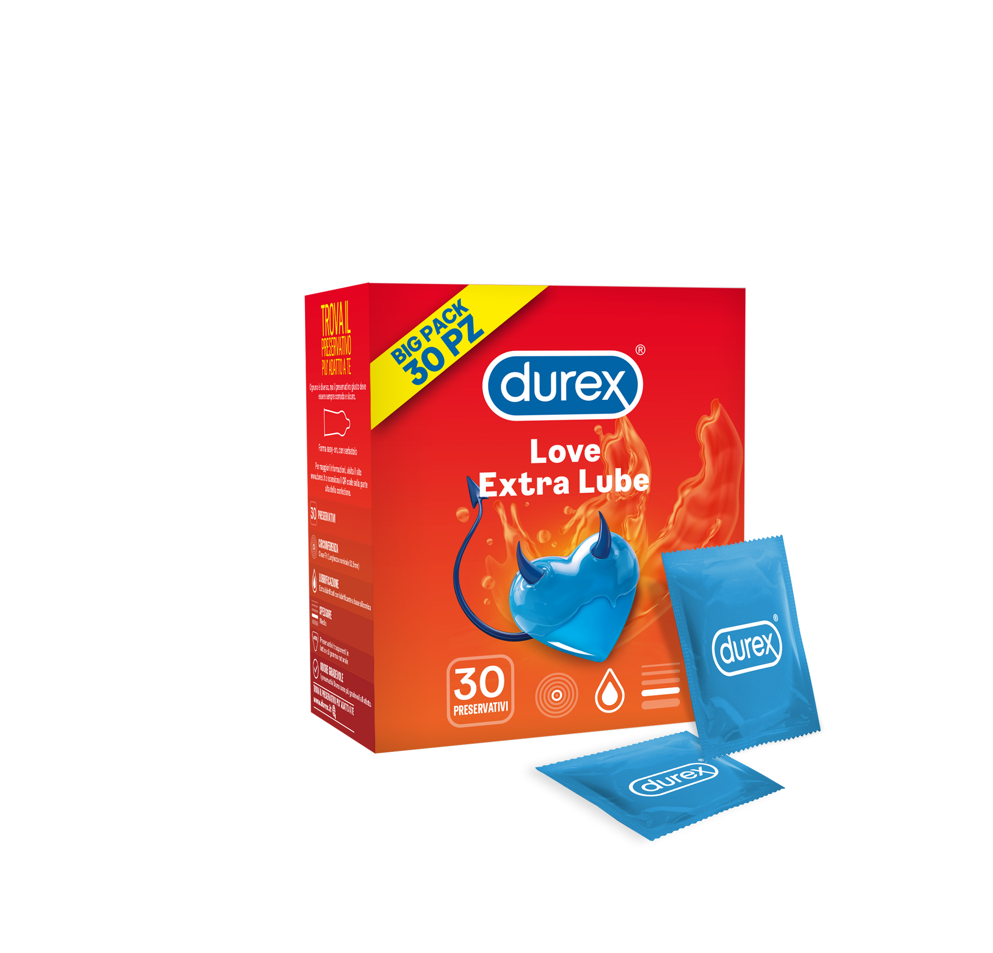 DUREX LOVE EXTRA LUBRIFICATO, 30 Profilattici