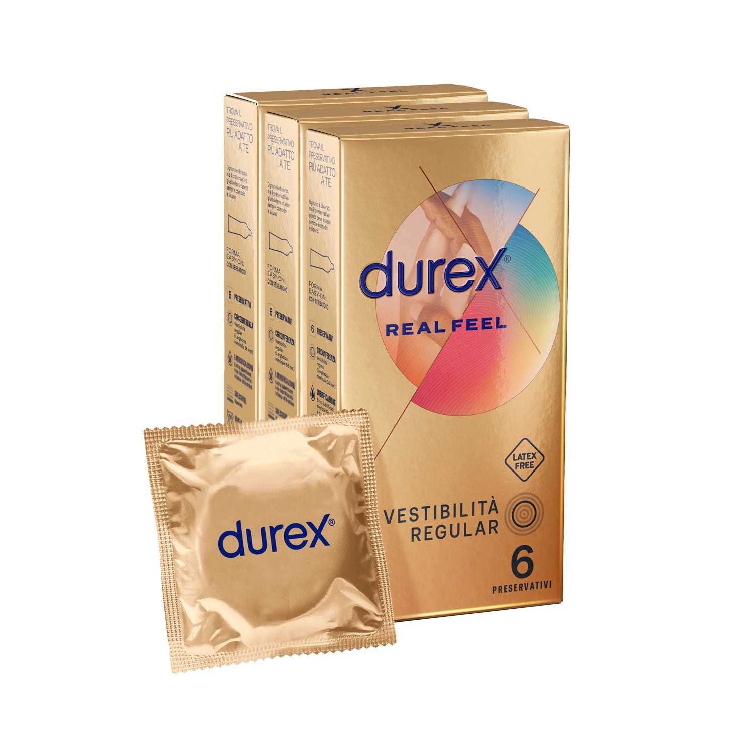 3 PACK DUREX REAL FEEL 6 pz
